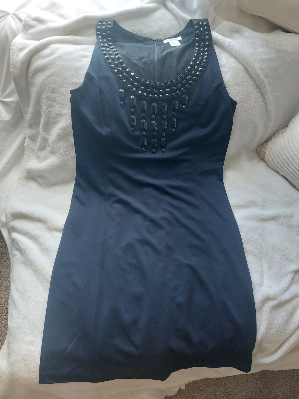 Vintage K Jordan Sleeveless  Embellished Neckline Sheath Dress